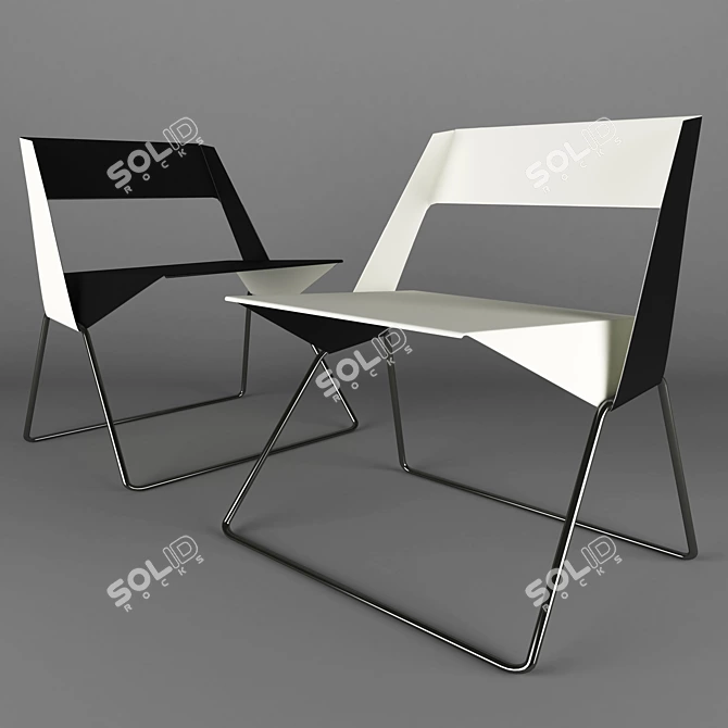  Monochrome Seating: Black & White Chairs 3D model image 1