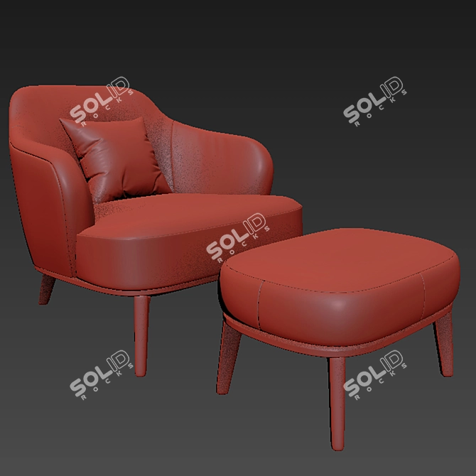 Stylish Leslie Ottoman Set 3D model image 2