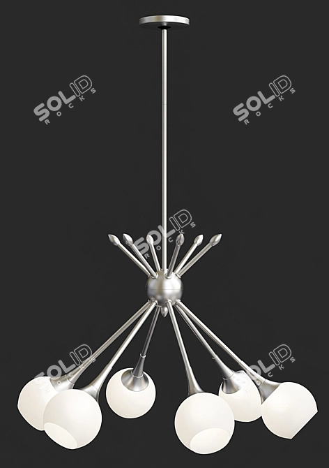 Mid-Century 6-Light Chrome Chandelier 3D model image 2