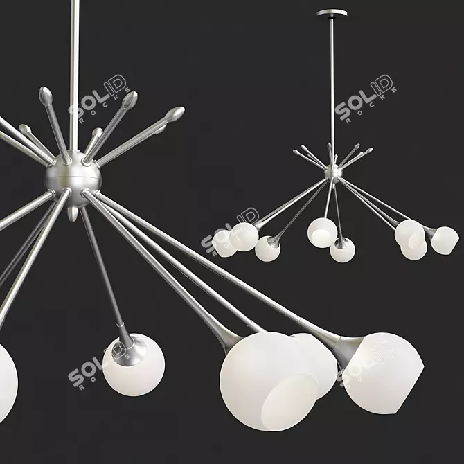 Modern Chrome 8-Light Chandelier 3D model image 1