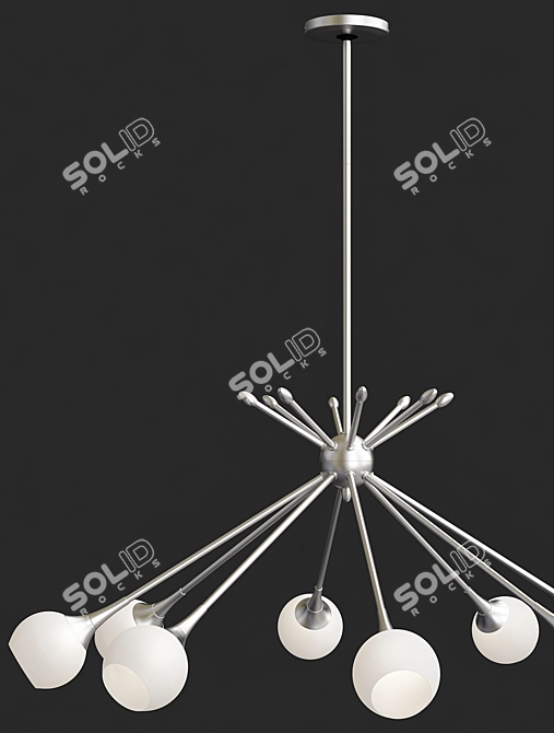 Modern Chrome 8-Light Chandelier 3D model image 2