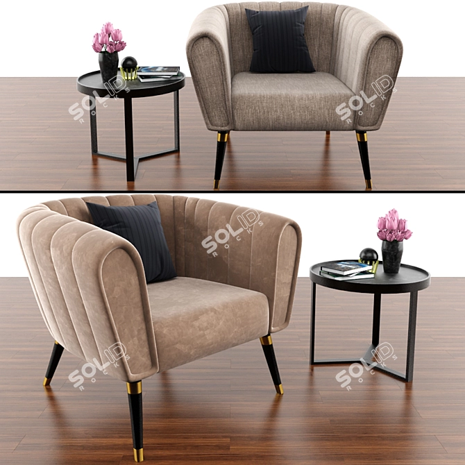 Luxe Oreas Arm Chair & Aula Coffee Table 3D model image 1