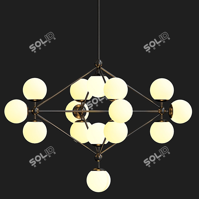 Modo Chandelier - Black Cream Elegance 3D model image 1