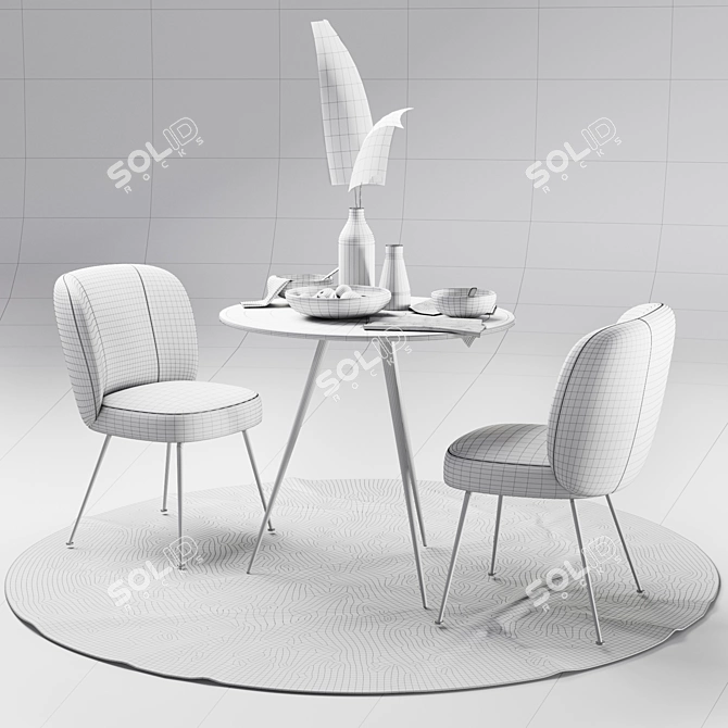 Modern Dining Set: Greer Chairs, Wren Table 3D model image 3