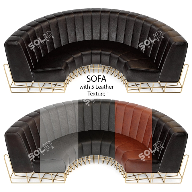 Premium Leather Sofa 3D model image 1