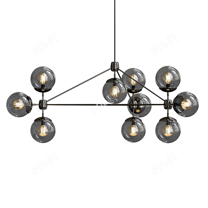 Modern Modo Chandelier: 10 Smoke Globes 3D model image 1