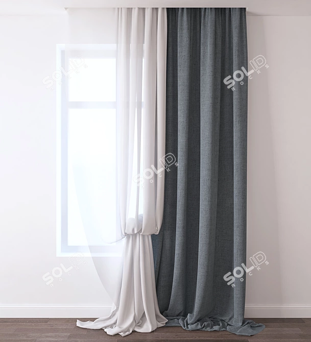 Elegant Drapery Curtain 3D model image 1