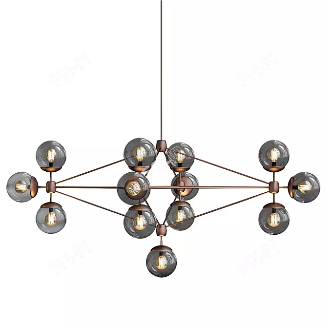Elegant Bronze Diamond Chandelier 3D model image 1