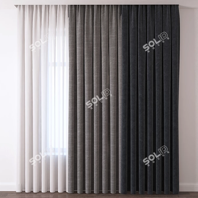 Elegant Drapes for Home 3D model image 1