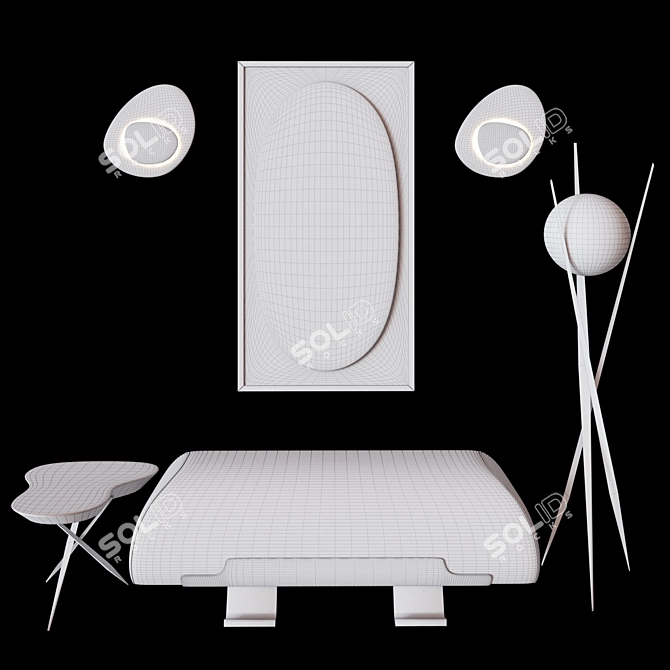 Elegant Set by Salvagni: Table, Bench & Lamp 3D model image 3