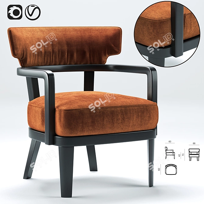 Elegant Small Armchair - Zoe 3D model image 1