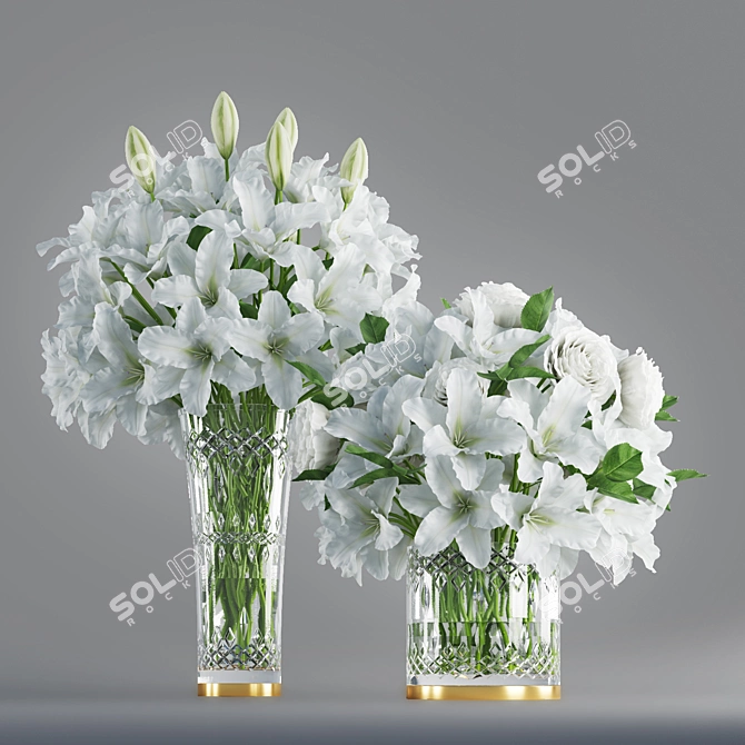 Elegant White Lily Arrangement 3D model image 1