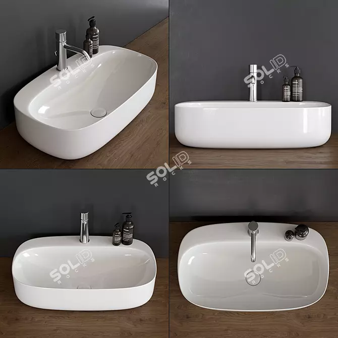 Modern Ceramic Moon Washbasin 3D model image 1