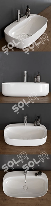 Modern Ceramic Moon Washbasin 3D model image 2