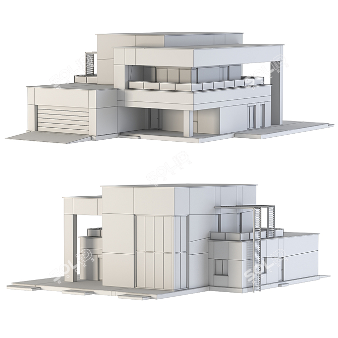 Contemporary Villa with Coronia and V-ray Materials 3D model image 3