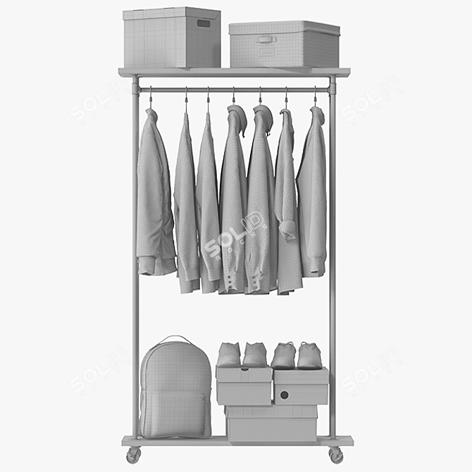 Heavy-Duty Garment Rack 3D model image 3