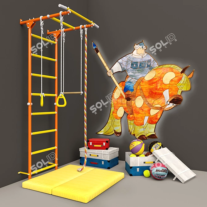 ROMANA Karusel S1: Safe and Fun Children's Gymnastic Wall 3D model image 1