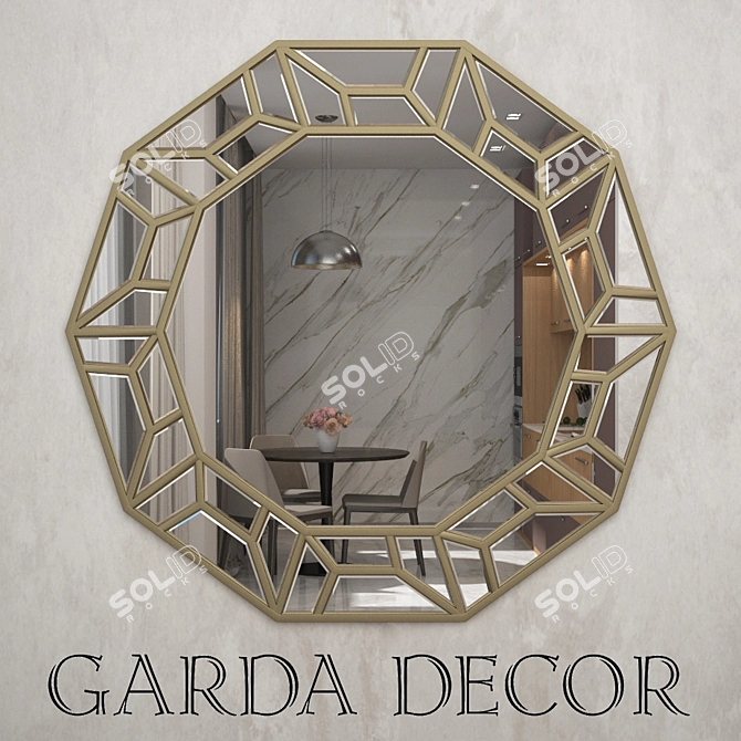 Golden Reflections Mirror: Elegant Decor for Your Home 3D model image 1