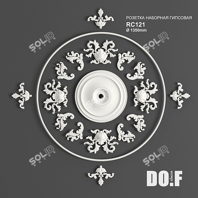 Title: Customizable Gypsum Rosette - D730mm 3D model image 1