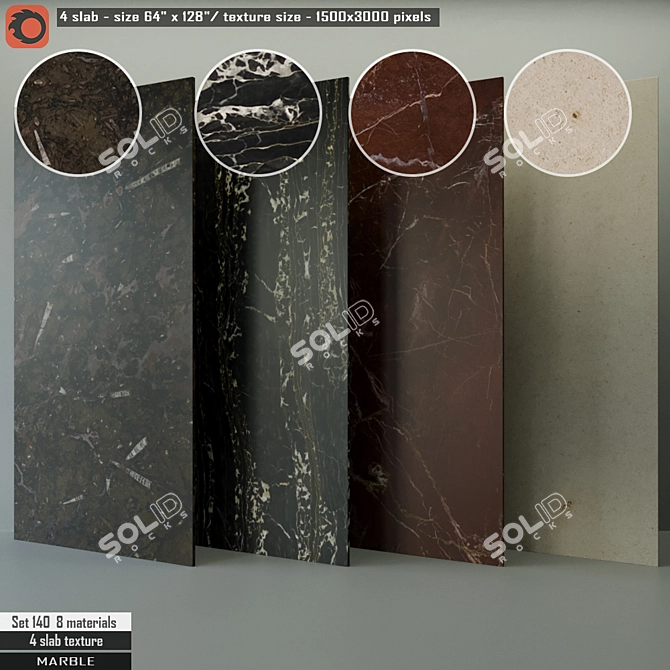 High-Resolution Marble Slab Set 3D model image 1