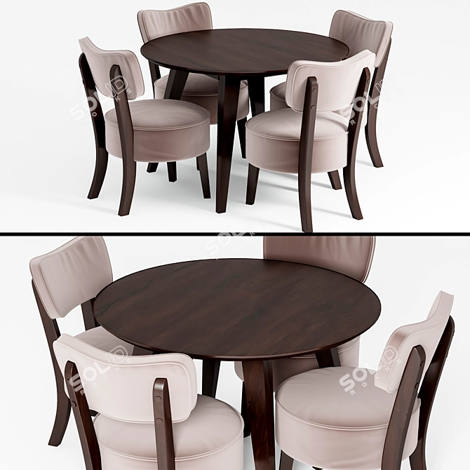 Elegant 5-Piece Dining Set 3D model image 1