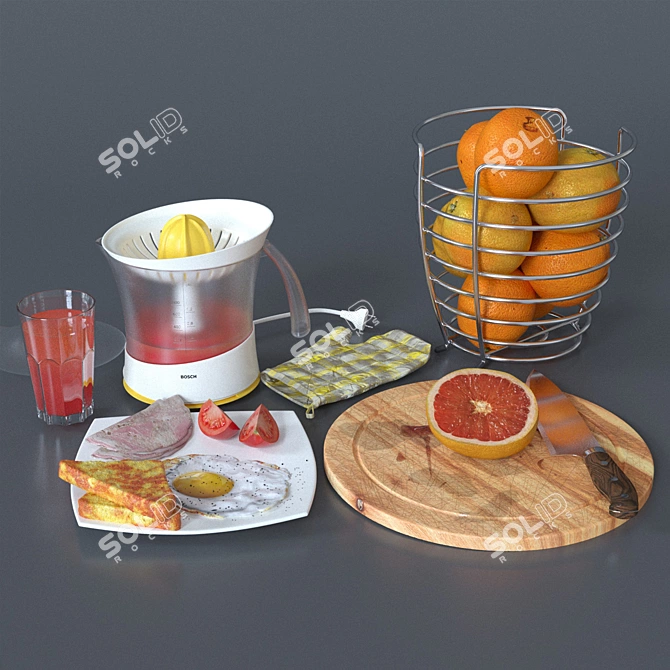 Modern Kitchen Decor Set 3D model image 1