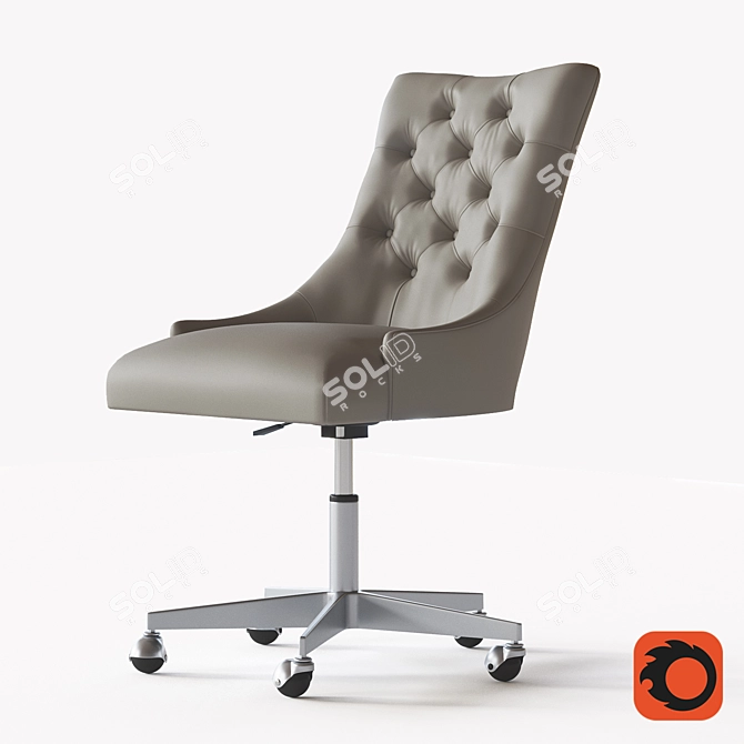 Elegant Pewter Leather Desk Chair 3D model image 1