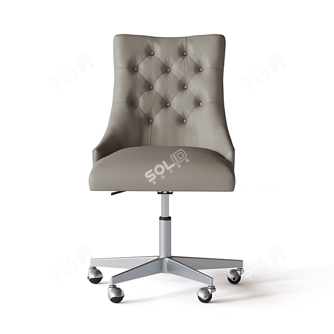 Elegant Pewter Leather Desk Chair 3D model image 2