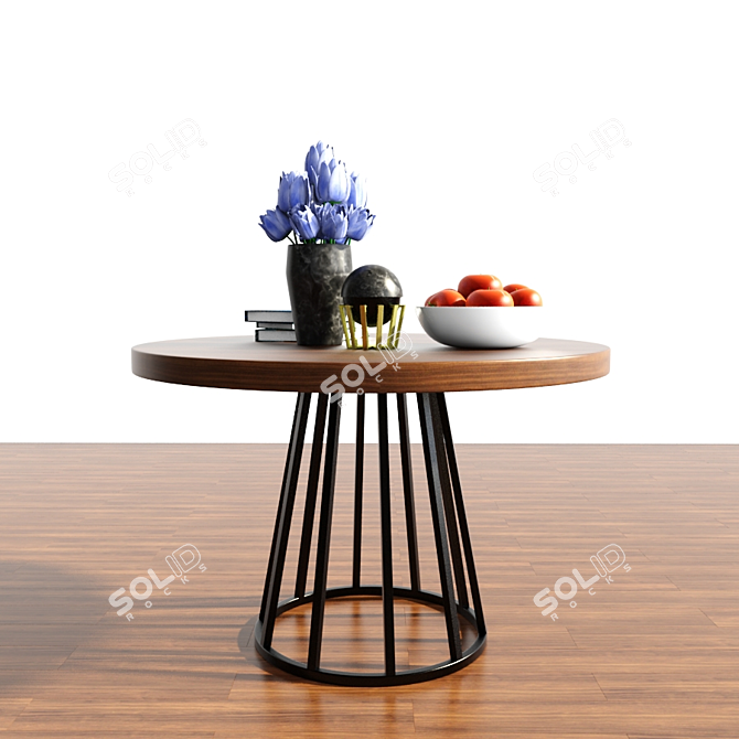 Parquet Round Table 3D model image 1