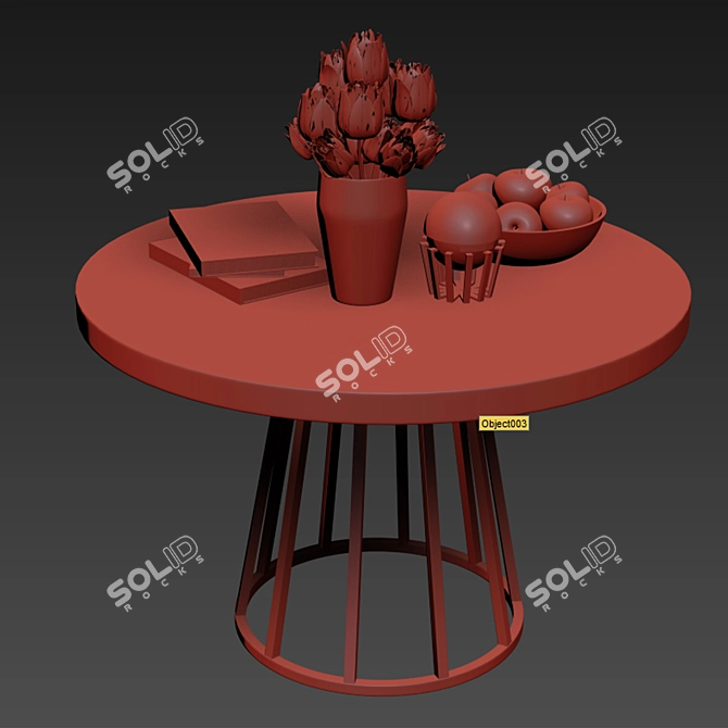 Parquet Round Table 3D model image 2