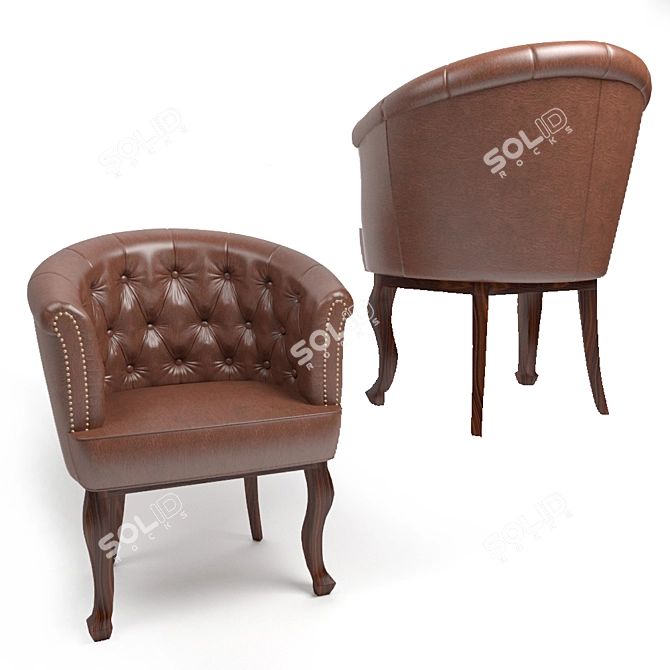 Elegant Cabriole Armchair 3D model image 1
