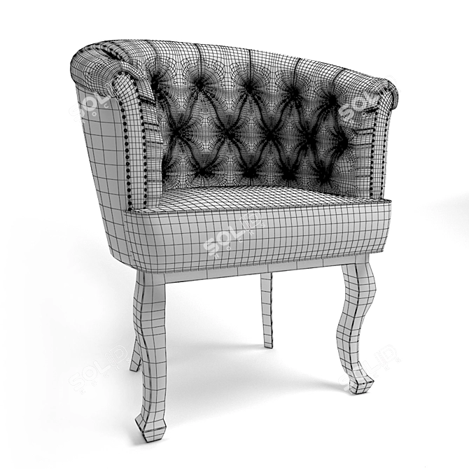 Elegant Cabriole Armchair 3D model image 2