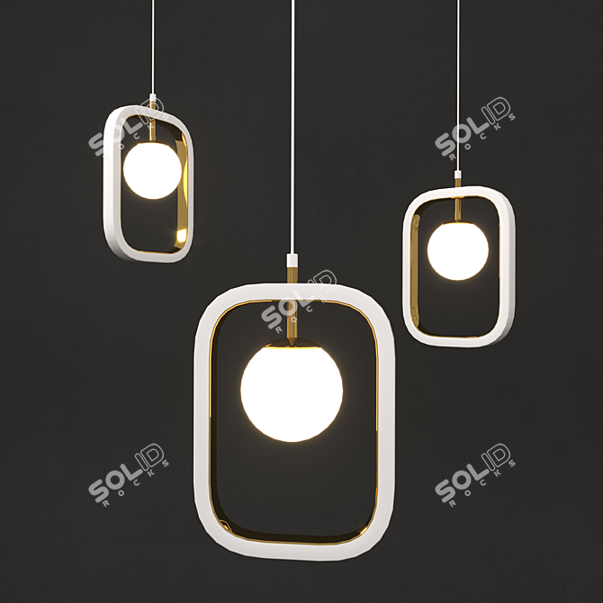 German Glass Pendant Light 3D model image 1