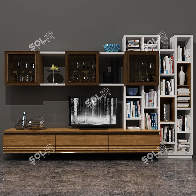 Elegant Storage Solution: Cabinet & Cantiero Shelving 3D model image 1