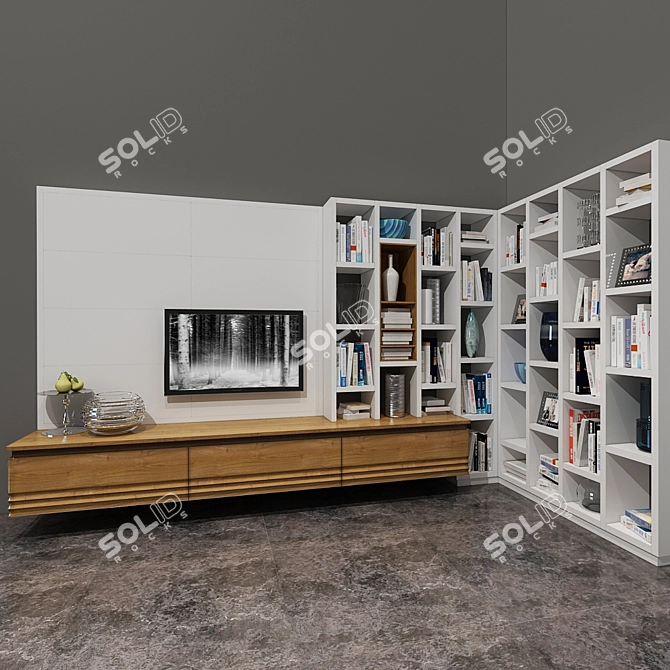 Minimalist Cabinet and Shelving 3D model image 1
