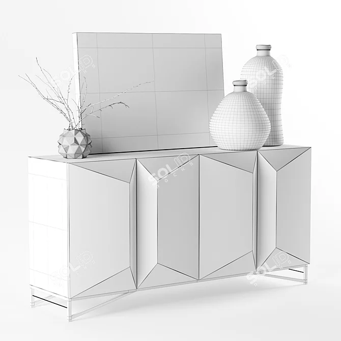 Dialma Brown Sideboard: Reclaimed Wood, Natural Finish 3D model image 3