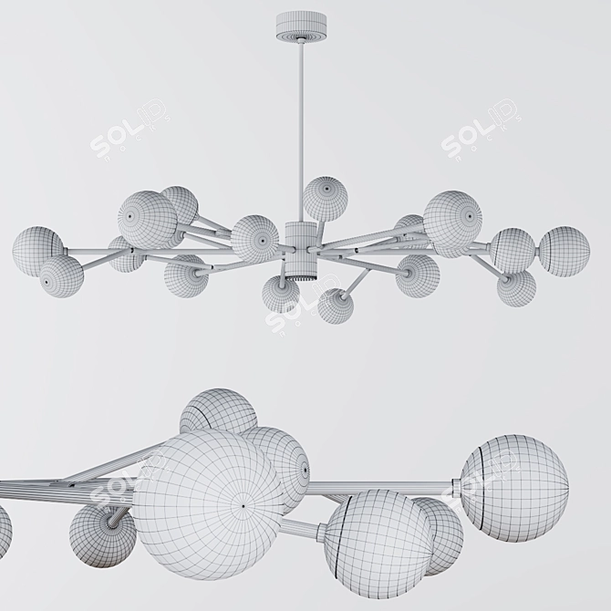 Elegant Dallas Medium Chandelier 3D model image 3