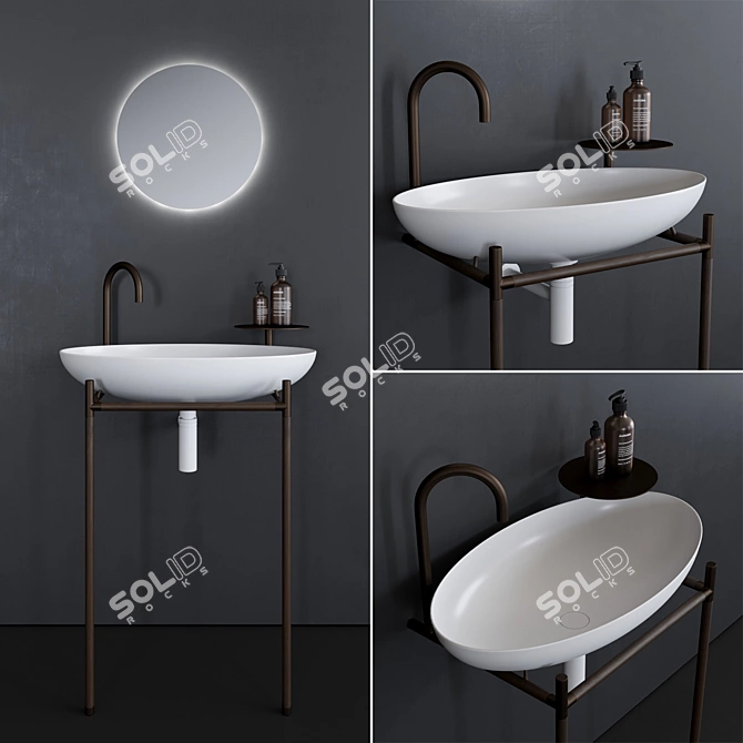 Elegant Oval Washbasin: Monsieur 3D model image 1