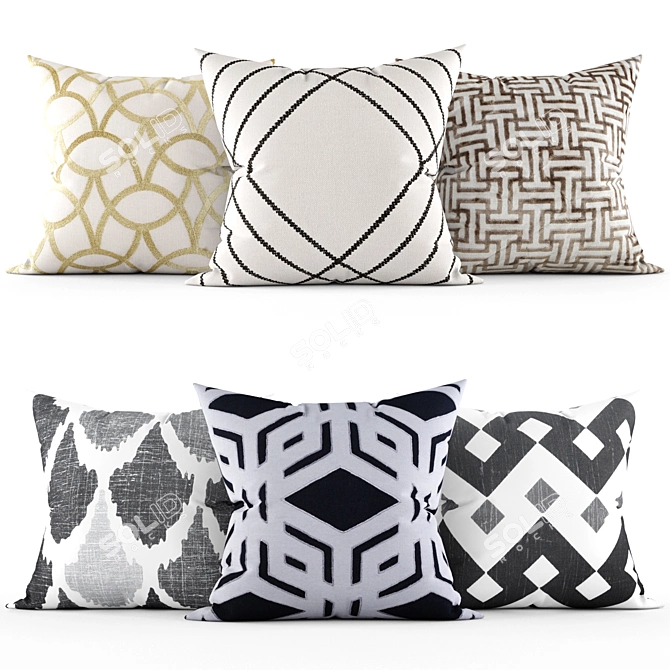 Elegant Geometric Throw Pillows 3D model image 1