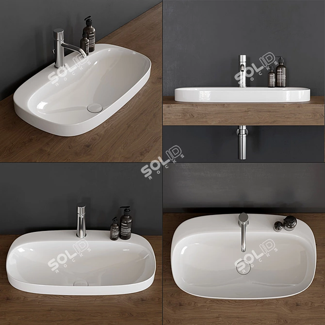 Moon 5512: Stylish Inset Ceramic Washbasin 3D model image 1