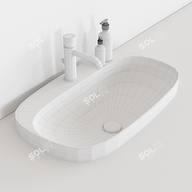 Moon 5512: Stylish Inset Ceramic Washbasin 3D model image 3