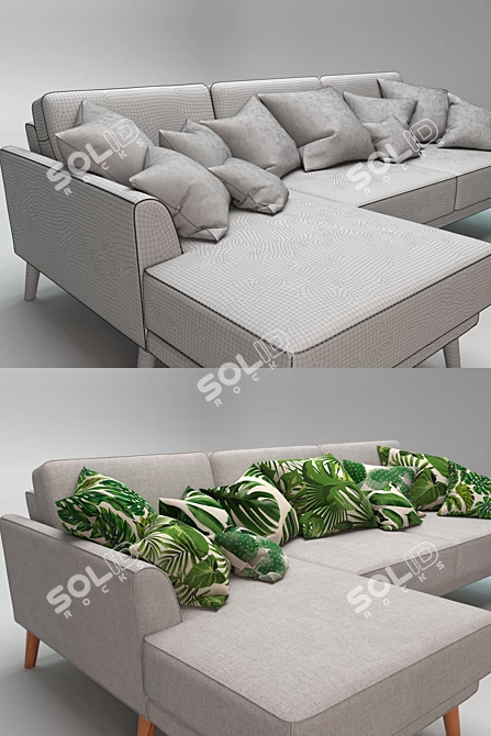 Modern Stylish Corner Sofa 3D model image 3