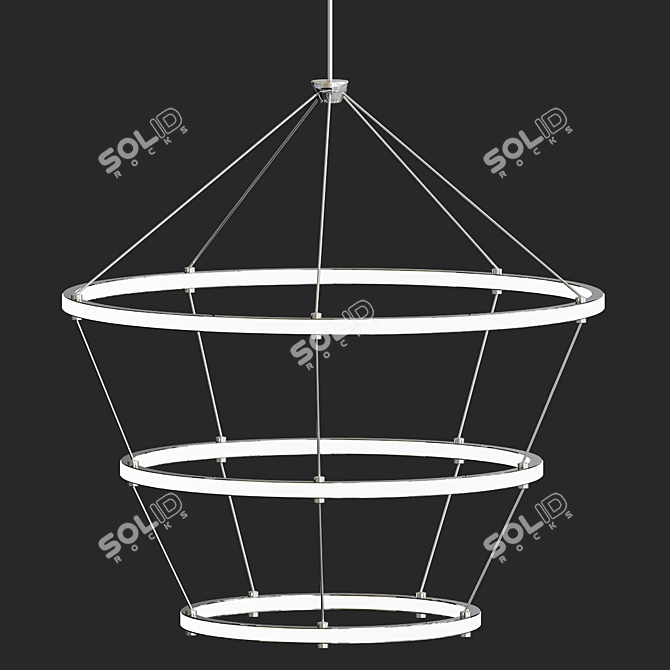 Modern Halo Chandelier: 4-Ring Black 3D model image 1