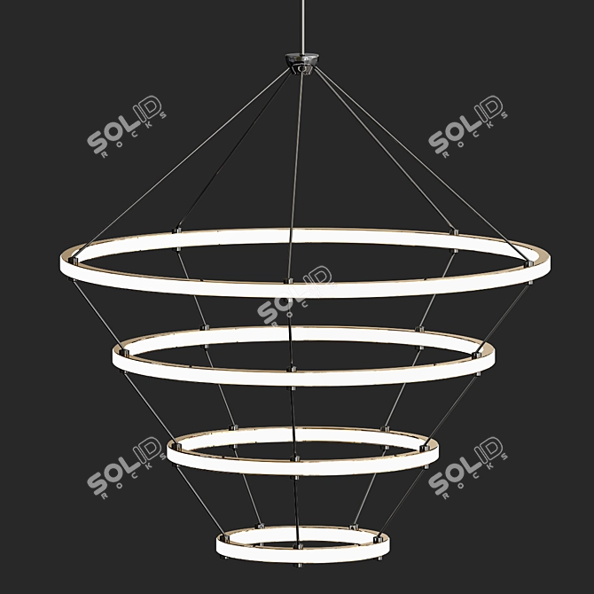 Elegant Halo Chandelier: 4 Rings 3D model image 1
