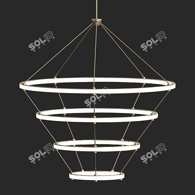 Elegant Halo Black 4-Ring Chandelier 3D model image 1