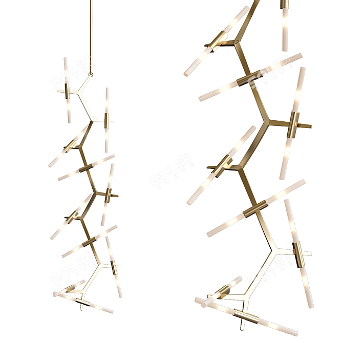 Gold Agnes Cascade Light Fixture 3D model image 1