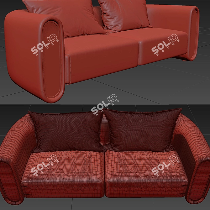 Modern Legno Fabric Sofa 3D model image 3