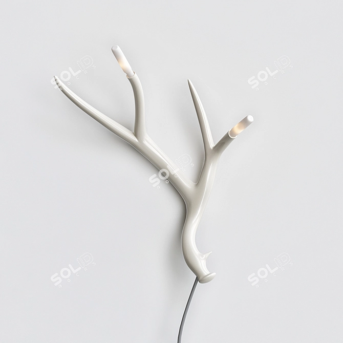 Elegant Deer Antler Wall Sconce 3D model image 1