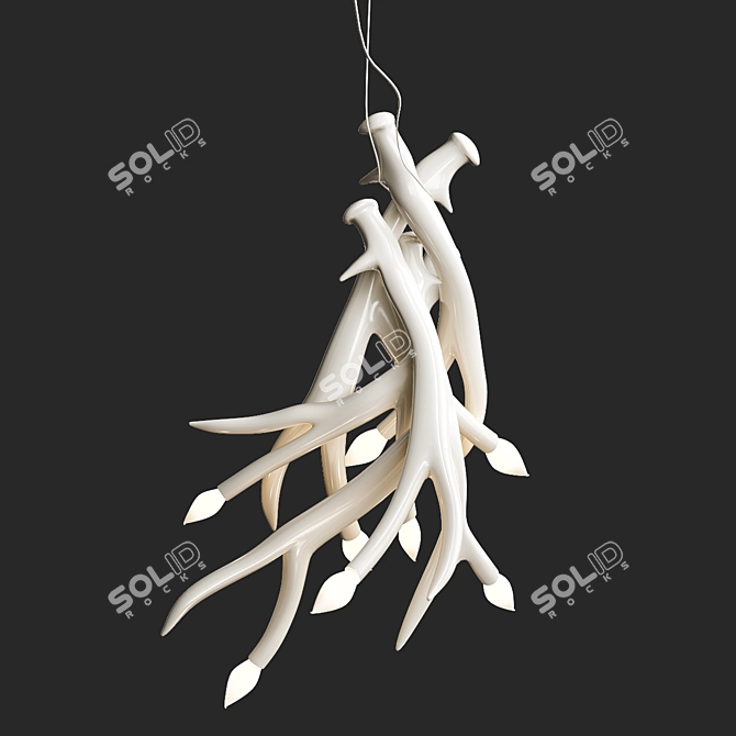 Elegant White Antler Chandelier 3D model image 1