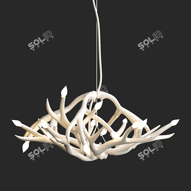 Roll & Hill White Antler Chandelier 3D model image 1